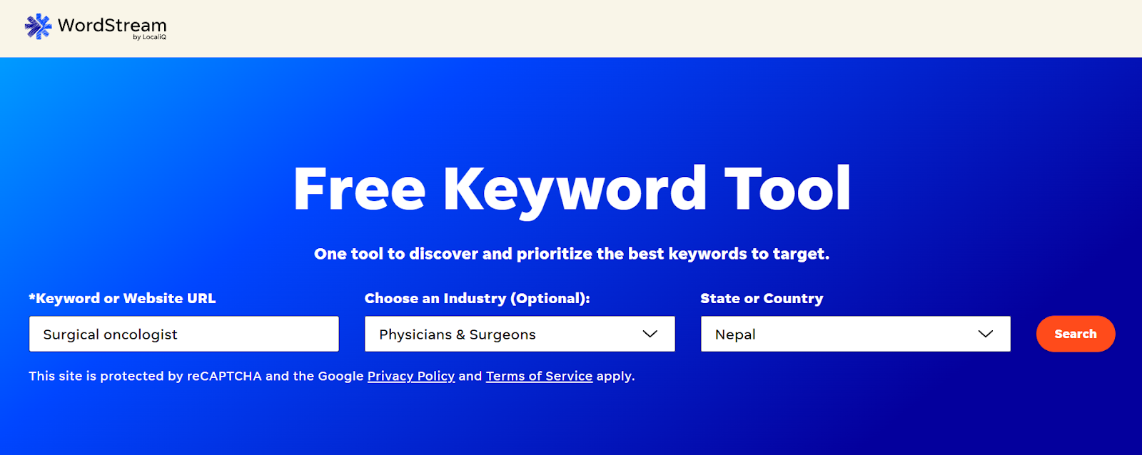 Keyword research tool for healthcare